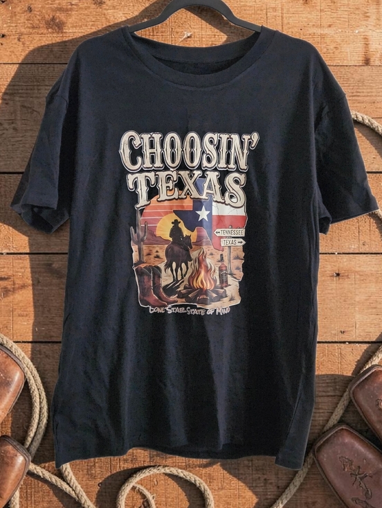 Tops - PLUS SIZE CHOOSIN' TEXAS BLACK GRAPHIC TSHIRT SIZE 2XL
